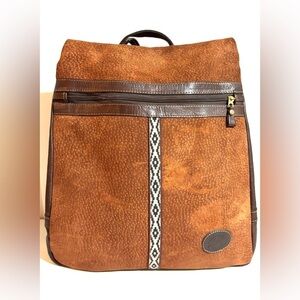 Vintage  Brown Leather suede unisex vintage Backpack